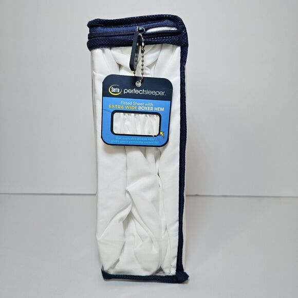 Serta Perfect Sleeper Cool & Clean  Full Sheet Set 4 pc Wide Boxer Hem White New - Picture 4 of 6